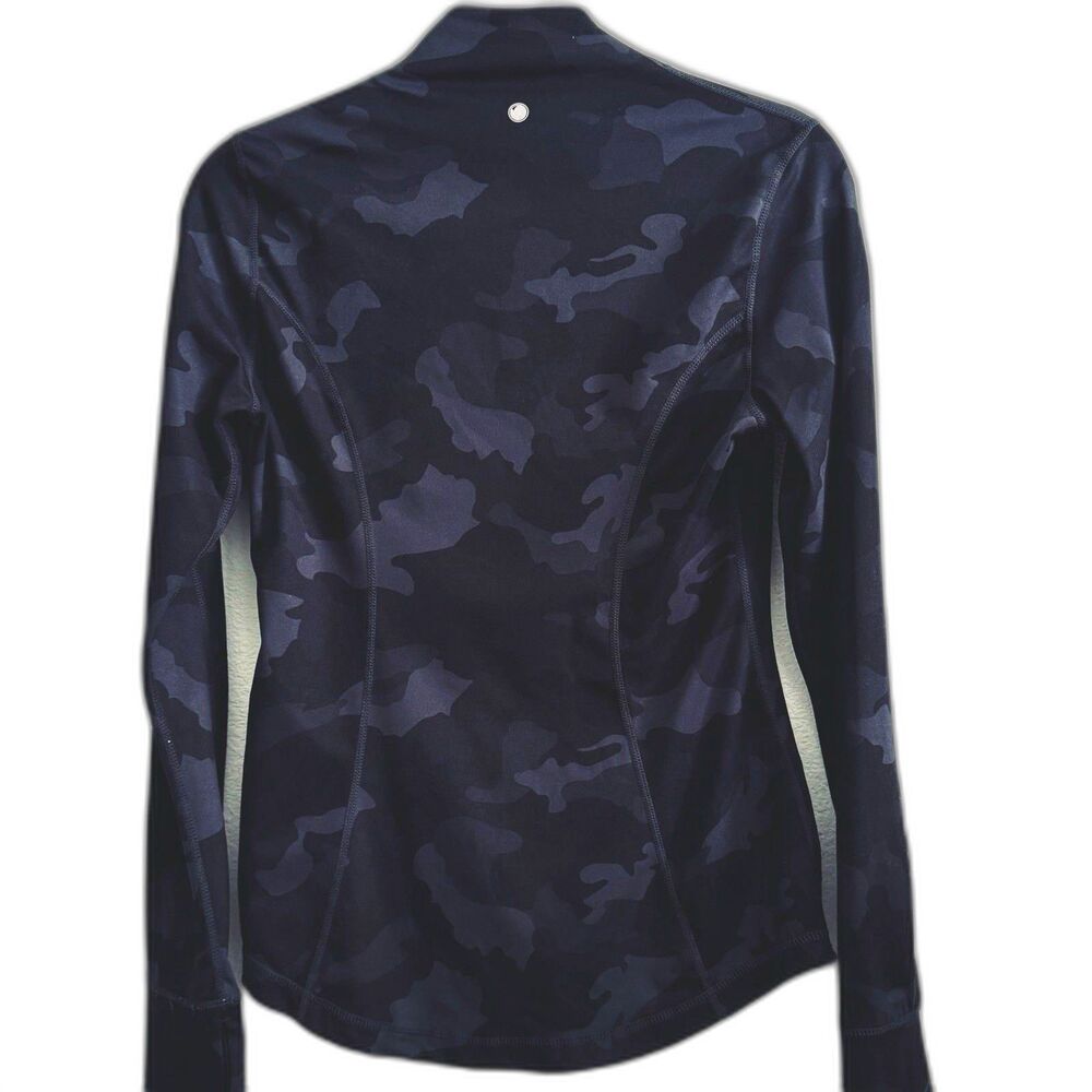 Yogalicious Lux Athletic Yoga Jacket Women's S Black Gray Camo Thumbholes Zip - Picture 2 of 8
